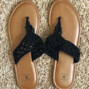 Shade & Shore Black Knit Sandals